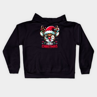 Merry Christmas Reindeer Rudolph Xmas Family holiday Kids Hoodie